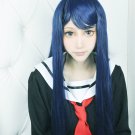 Danganronpa Dangan-Ronpa Sayaka Maizono dark blue Long straight 80cm Cosplay Wig Costume
