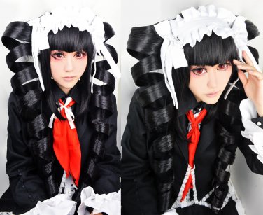 Danganronpa Celestia Ludenbeck Black STYLED Long Ponytails Party Costume Cosplay Wig