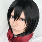 Attack on Titan Mikasa Ackerman black short anime costume cosplay party wig