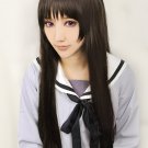 Noragami Iki Hiyori long straight 80cm deep brown cosplay wig
