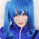Kagerou Project ENOMOTO TAKANE blue cosplay wig + 2 curly ponytails +tattoo