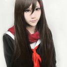 Kagerou Project TATEYAMA AYANO 80cm long straight dark brown cosplay wig