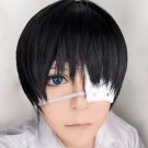 Tokyo Ghoul Ken Kaneki black short anime cosplay costume wig + Eye mask