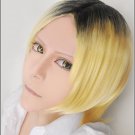 Haikyu!!Kenma Kozume short blonde mix black anime cosplay costume wig