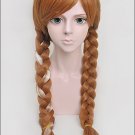 Frozen Snow Queen Anna long brown Weave braid  Ponytail anime Cosplay Wig