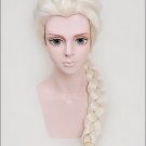 Frozen Snow Queen Elsa light blonde Weaving Braid Long Cosplay costume Full Wig