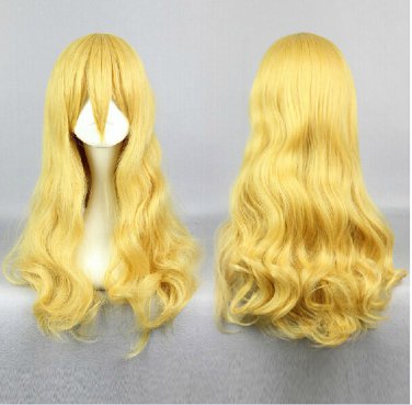 Shigatsu wa Kimi no Uso Kaori Miyazono 60cm long curly yellow anime cosplay wig