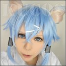 SWORD ART ONLINE Asada shino Sinon short light ice blue anime cosplay wig + two ears