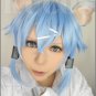 SWORD ART ONLINE Asada shino Sinon short light ice blue anime cosplay wig + two ears