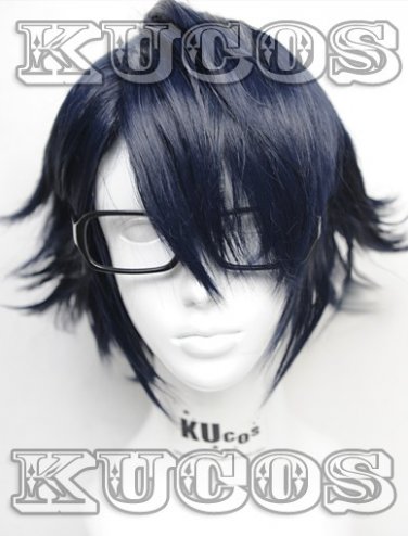 K Saruhiko Fushimi Short layered Dark Blue Anime Cosplay Wig COS