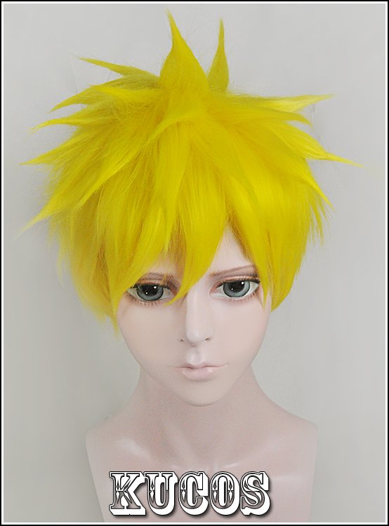Yowamushi Pedal Weak Pedals Fukutomijyuiche Uzumaki Naruto short yellow anime cosplay costume wig