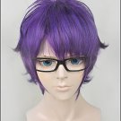 NEW Meganebu! Short purple mix anime cosplay wig