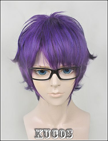 NEW Meganebu! Short purple mix anime cosplay wig