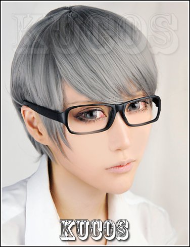 Persona 4: The Animation Yu Narukami short gray anime cosplay full wig
