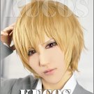Ookami Shoujo to Kuro Ouji Kyoya Sata short linen mix gold anime cosplay party full wig