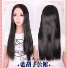 high quality heat resistant long straight black 80cm cosplay wig