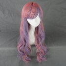 Harajuku zipper japanese fashion long curly pink purple 80cm cosplay wig