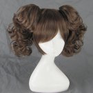 lolita lovely dark brown short ponytails anime cosplay wig