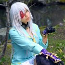 SAMURAI GIRLS Yagyuu Gisen long silver white 80cm straight anime cosplay wig