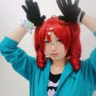 VOCALOID TETO red curly anime cosplay wig two clip curly ponytails