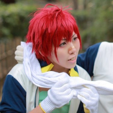 Furari no ken short red anime cosplay wig