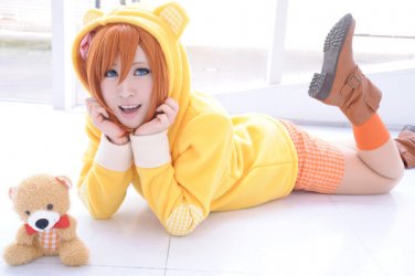 LoveLive! Kousaka Honoka short one ponytail orange anime cosplay wig