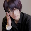 The Prince of Tennis Yagyu Hiroshi short black purple cosplay wig