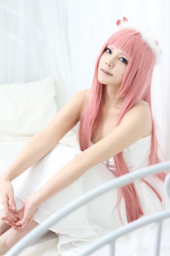 VOCALOID Megurine Luka long straight 100cm pink cosplay wig
