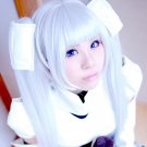 Secret Mission Tour Miss Monochrome silver white 100cm long clip ponytails cosplay wig