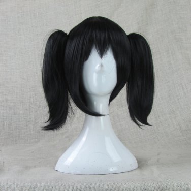 Love live!Yazawa Niko Asymmetric sideburns black short wig + two pobytails anime cosplay wig