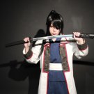 GINTAMA Yagyuu Kyuubee long black one ponytail 60cm cosplay wig