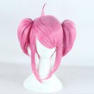 Lux pink short wig + two short ponytails anime cosplay wig