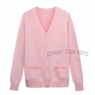 Japan fashion JK boy girl daily school cotton sweater cardigan pink