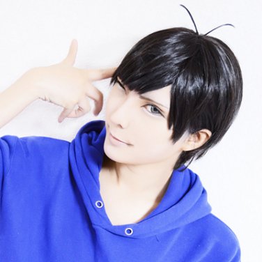 Osomatsu-San Matsuno Karamatsu short black anime cosplay wig
