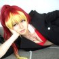 Ao no Exorcist Shura Kirigakure red yellow 60cm tail cosplay wig