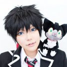 Ao no Exorcist Okumura Rin Okumura short black cosplay wig + teeth