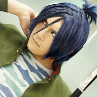 HITMAN REBORN! Rokudou mukuro short black blue cosplay wig