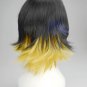 Furari no ken short black gold anime cosplay wig