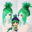 Riven the Exile green blue mix color cosplay wig