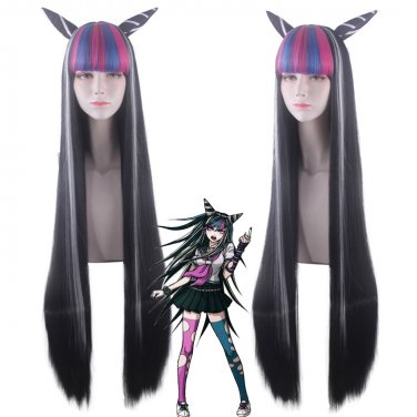 Danganronpa Mioda Ibuki long 100cm black white mix anime cosplay wig