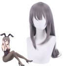 Sakurajima Mai 80cm gray straight cosplay wig（pl822）