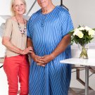 Blue and White Striped Hospital Gown