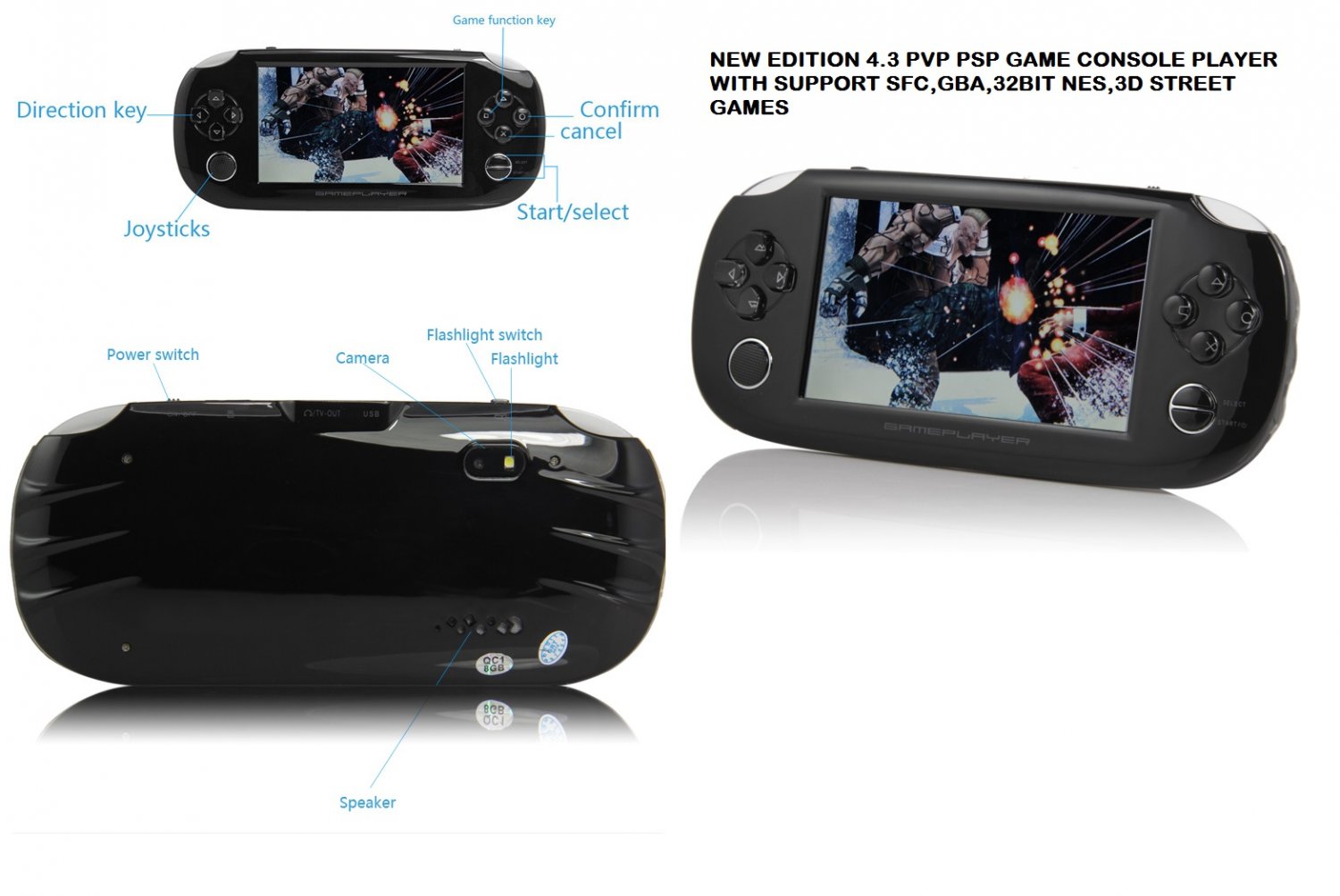 New 4.3 Touchscreen PMP Game Console System with 10,000 games supports