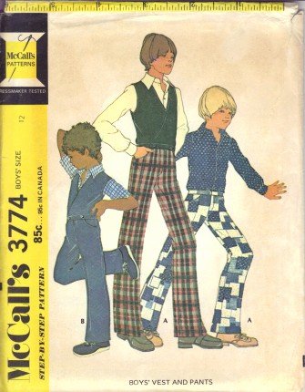 Vintage 1970's Boys Vest and Pants McCall's 3774 Sewing Pattern Size 12