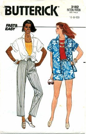 Butterick 3182 Shirt Shorts & Pants Size 6 - 10