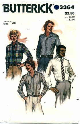 Butterick 3364 Mens Shirts Size 36