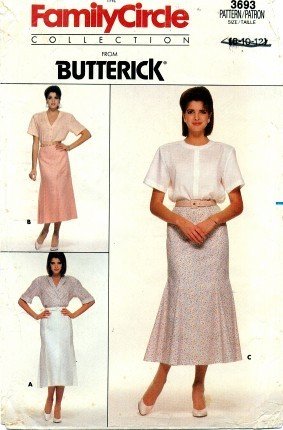 Butterick 3693 Family Circle Collection A-line Skirt Size 8 - 12