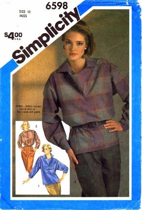 Simplicity 6598 Sewing Pattern Misses Shirt Size 10 - Bust 32 1/2