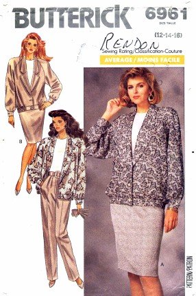 Butterick 6961 Sewing Pattern Jacket Skirt Pants Top Size 12 - 16 - Bust 34 - 38