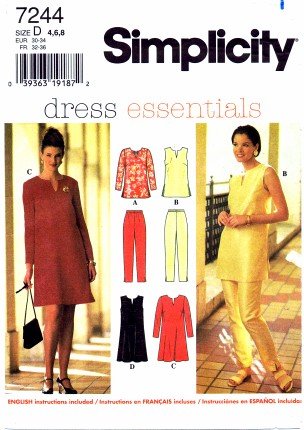 Simplicity 7244 Sewing Pattern Misses Tunic Dress Pants Bust 29 1/2 - 31 1/2